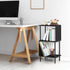 3-Tier ETELI Side Table Small Tall S-Shaped End Table with Open Book Shelf Industrial Black S-Shaped Bookcase Bedside
