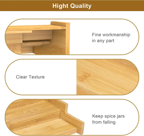 Spice Rack Organizer for Cabinet, 3 Tier Expandable Bamboo Storage for Kitchen Cabinet, Cupboard, Pantry