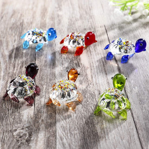 Crystalsuncatcher Handmade Tiny Turtle Glass Ornaments, Collectible Figurine for Gardens