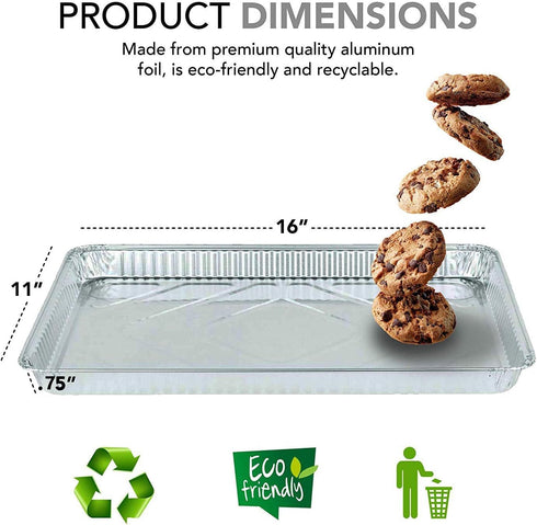 Stock Your Home Aluminum Pans Cookie Sheet Baking Pans (15 Pack) Disposable Aluminum Foil Trays - Reusable and Durable Nonstick Baking Sheets – Disposable Cookie Sheet Foil Pans - 16 Inch x 11 Inch by Stock Your Home