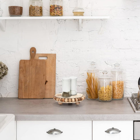 Set 3 Counter 9.5/6/4 Inches Peohud of Wood Risers for Display, Farmhouse Wooden Pedestal Stand, Distressed Stool Plant