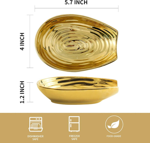 Hasense Spoon Rest for Stove Top, Ceramic Gold Spoon Holder for Stove Top and Kitchen Counter, Large Stable Heat-resistant Utensil Rest for Cooking, Spatula Ladles Tongs, Home Kitchen Decor, 1 PC
