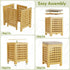 2-in-1 Bamboo End Table with Removable Cushion and Hidden Storage, Ottoman Side Table with Breathable Grid Design