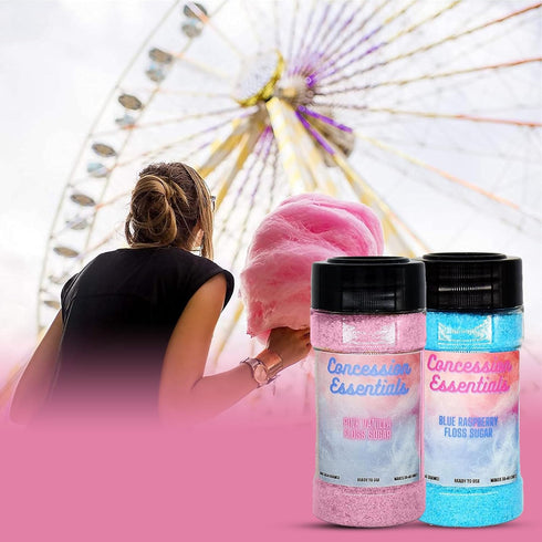 Perfectware 16oz 100ct -(1 32oz's Jars of Cotton Candy Floss Sugar with Cotton Candy Cones Included of Each Flavor
