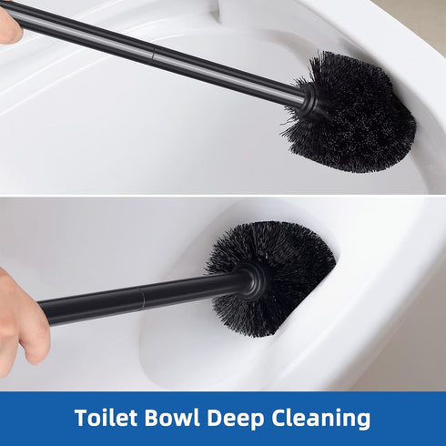 Set 2-in-1 (Pack 2) Qaestfy Toilet Plunger and Brush for Bathroom Cleaning, Long Handle Toilet Bowl Brush with Stiff