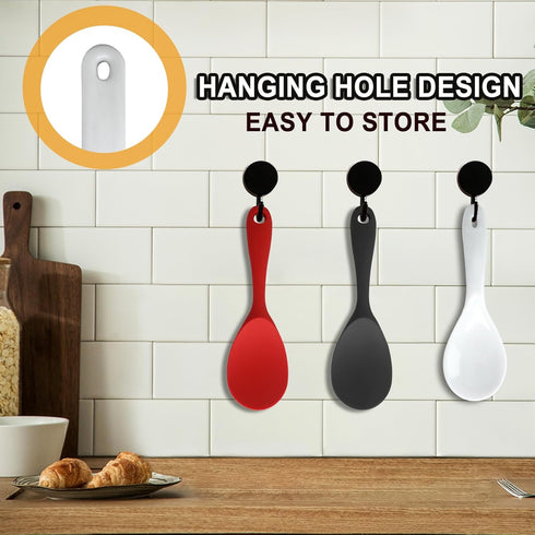 Vonty 2pcs White Plastic Rice Paddle Spoon, 7.5 Inch