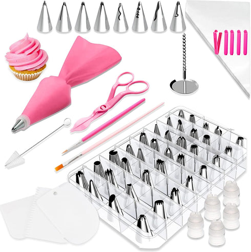 83 Pieces Stainless Steel Icing Piping Nozzle Tip Set with 44 Numbered Icing Tips and Frosting Tools for Cake DIY