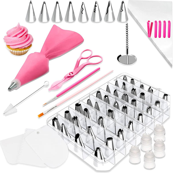 83 Pieces Stainless Steel Icing Piping Nozzle Tip Set with 44 Numbered Icing Tips and Frosting Tools for Cake DIY