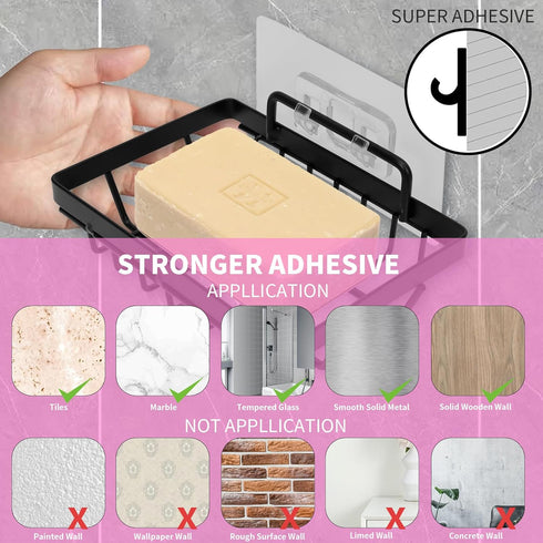 Soap Dish Holder, No Drilling, 304 Rustproof Stainless Steel Wall Mounted Tray for Bathroom & Kitchen