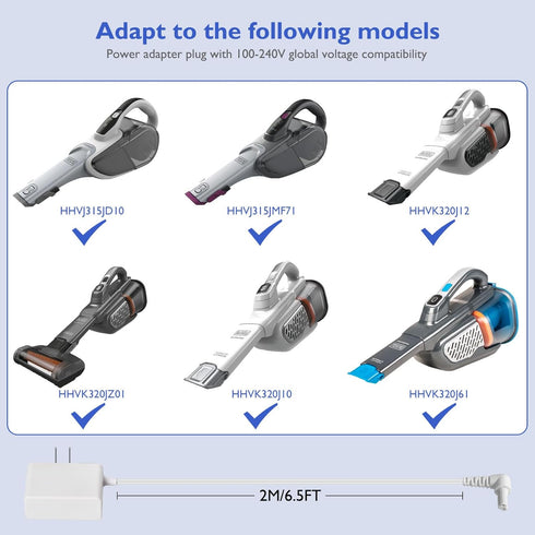 Black and Decker Handheld Vacuum Charger, Adapter for HHVJ315JD10 / HHVJ315JMF71 / HHVK320J61 / HHVK320J10 Vacuum