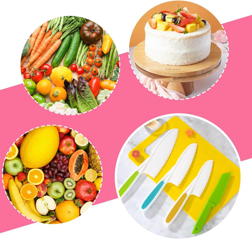 5 Pcs Kids Cooking Sets, Montessori Kitchen Tools, Real Cooking Knife Set for Children with Cutting Board