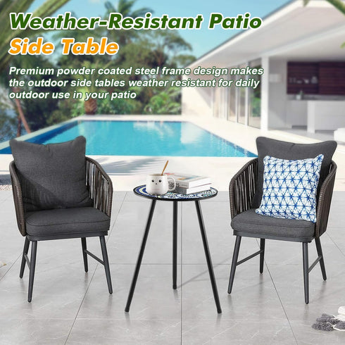 1 Pack Metal Outdoor Side Table Small Outside Round End Table for Patio Modern Accent Garden Corner Table for Small