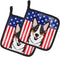 Caroline's Treasures BB2185PTHD American Flag and Tricolor Corgi Pair of Pot Holders, Kitchen Heat Resistant, 7 1/2 x 7
