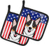 Caroline's Treasures BB2185PTHD American Flag and Tricolor Corgi Pair of Pot Holders, Kitchen Heat Resistant, 7 1/2 x 7