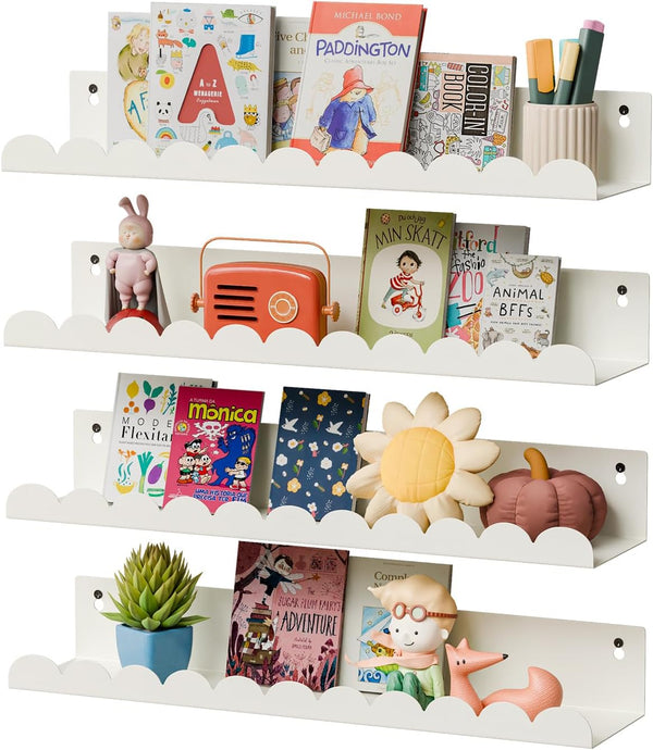 sothfubo Nursery Book Shelves,Kids Bookshelf and Toy Storage,17 Inch Metal Floating Shelves Set