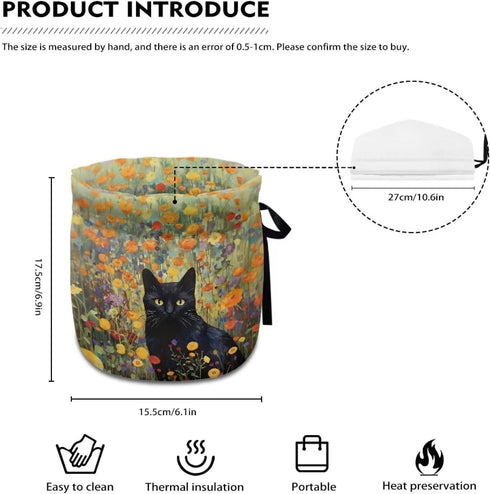 Black Cat Floral Print Tea Pot Cosy, Cotton Tea Cozy for Teapots, Dust Cover Insulated Kettle Cover for Kitchen