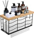 Metal Paper Towel Dispenser with Wood Lid, Wall Mounted & Countertop Tri-Fold Napkin Holder for Home Bathroom Kitchen