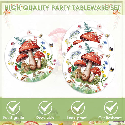 DURYGEN 40PCS Mushroom Birthday Decorations Forest Theme Fairy Birthday Party Decorations Mushroom Decorations