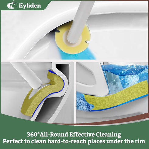 Eyliden Toilet Bowl Wand Kit and Plunger Combo - 10pcs Refills, Disposable Toilet Brush and Plunger with Holder Set,