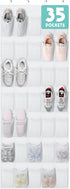 Tiblue 35 Mesh Pockets Over The Door Shoe Organizer, Hanging Shoe Rack for Closet Entryway Bedroom