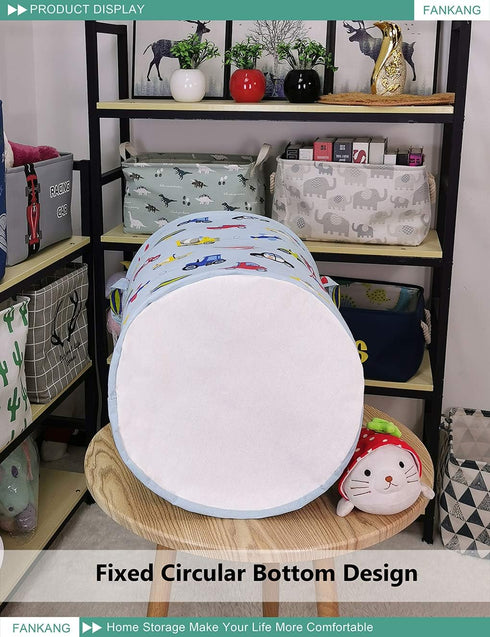 FANKANG Canvas Storage Basket, Foldable Nursery Hamper with Waterproof PE Coating, Large Baskets for Kids, Office,