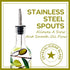 17oz 500ml (olive1) Hand Painted Glass Olive Oil Bottle Dispenser- Green Oil & Vinegar Cruet with Pourers - Olive Oil