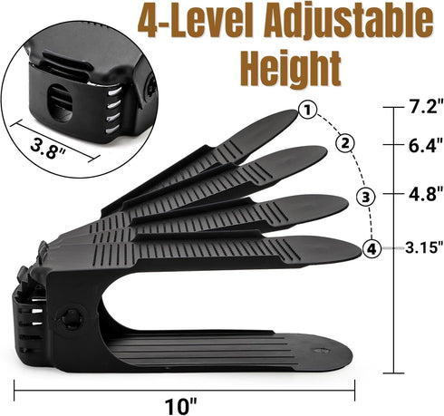 24 Pack 4 50% Closet Noamus Shoe Slots Organizer, Adjustable Levels Shoe Stackers, Double Deck Shoe Storage Holder
