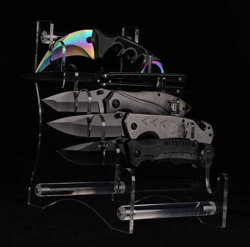 Knife Display Stand, Acrylic Knife Display Case, Suitable for Dagger, EDC, Mini Knife, Holds 6 Pocket Knives