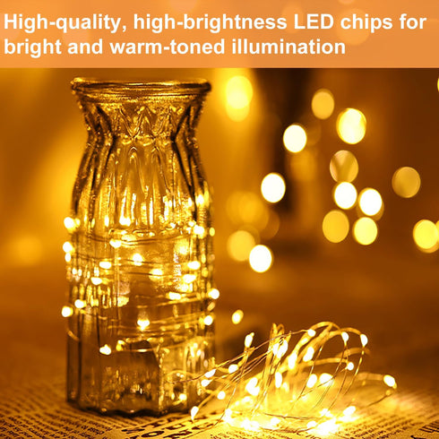 24 Pack Battery Operated Fairy Lights, 3.3ft 20 LED Silver Wire Warm White for Wedding, Party Decor