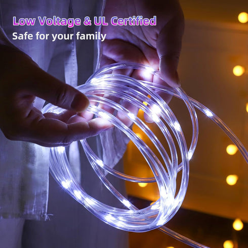 33FT 100LED 8 IP65 (New) Rope Lights Outdoor, Light Modes Outdoor Tube Lights, Waterproof Copper Fairy String Lights