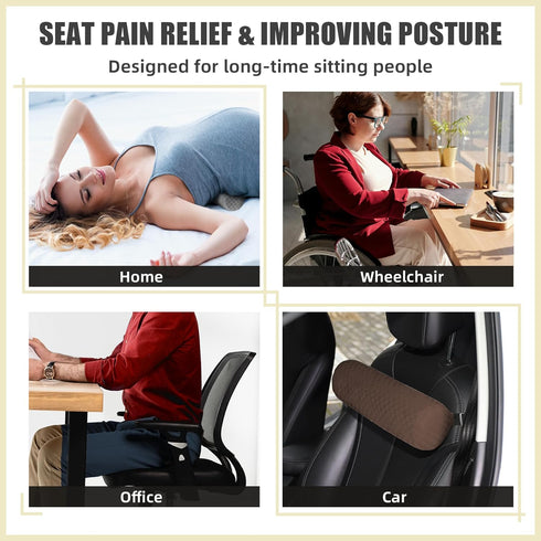 coceyese Long-15 4.3'') Lumbar Roll Pillow for Lower Back, Lumbar Support Foam Roll Cushion with Pillowcase
