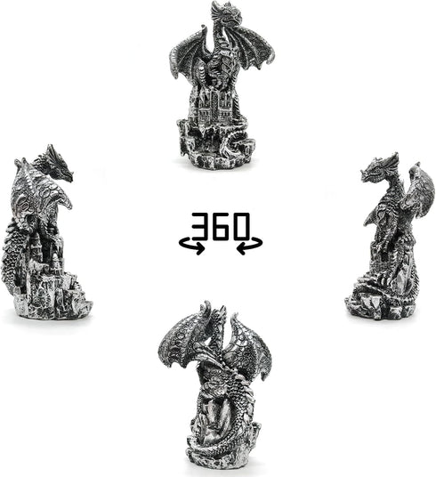 3 Pack Dragon Statue Collectible Figurines Decor-Fantasy Gothic Beast - Dragons Lover,Bedroom/Bookshelf/Desk
