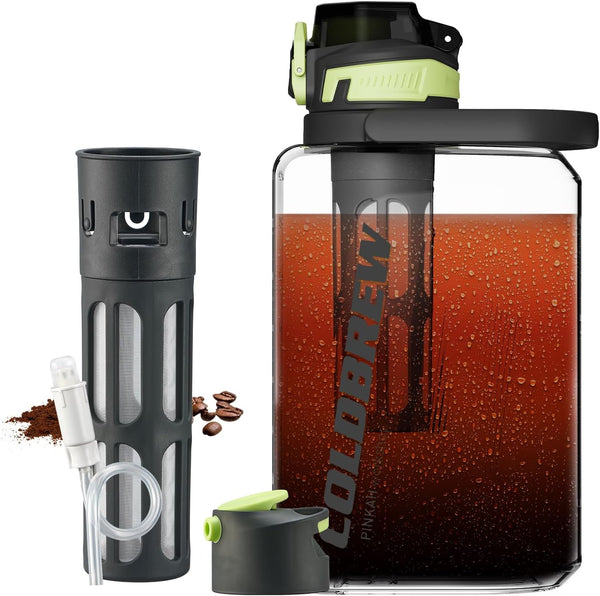 Cold Brew Coffee Maker, 68oz Iced Coffee Pitcher with Filter, Airtight & Leak-Proof Coffee Barrel in Black