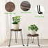 2Pack 11.81IN Yangbaga Wooden Plant Stands Indoor: Round Planter Stands with Metal Legs,Mid Century Planter Holder