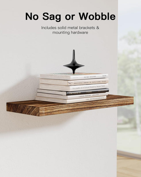 Set 4, AMFS40BN AMADA HOMEFURNISHING Floating Shelves, Paulownia Wood Wall Shelves for Bathroom/Living