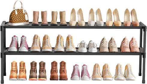 2 Closet LUKYTOWER Extra Long Shoe Rack Tier Shoe Storage Organizer Wide Stackable Shoe Organizer Racks