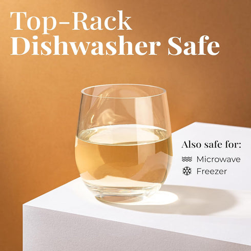 Vivocci Unbreakable Plastic Stemless Wine Glasses 12.5 oz | Shatterproof Glassware | Set of 6