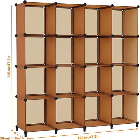 HOMIDEC 16-Cube Storage Organizer, Closet Shelf for Garment Racks, Kids Bookshelf (48.4 L x 12.2 W x 48.4 H)