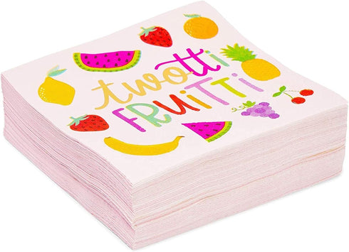 Sparkle and Bash 50-Pack Twotti Fruity Birthday Cocktail Napkins, 5 x 5 in Folded, Pink 2-Ply Absorbent