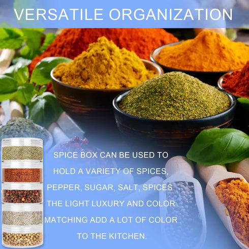 2 Sets 5 Layers Clear Plastic Portable Spice Jars, Salt and Pepper Set for Outdoor Cooking and Barbecuing