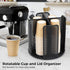 Rotatable Cup and Lid Organizer with 4 Compartments, Coffee Cup Dispenser, Paper Cup Storage Holder, for Countertop Bathroom Kitchen Bedroom Coffee Shop (Black) by BATTIPAW