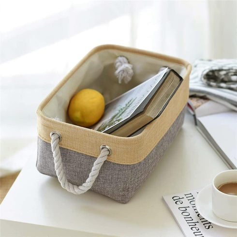 TheWarmHome Small Storage Bins Basket for Organizing Shelves - Fabric Storage Cubes for Clothes, Toys, and More