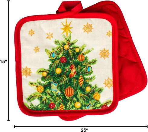 Christmas Tree Design 5 Pc Christmas Kitchen Linen Set