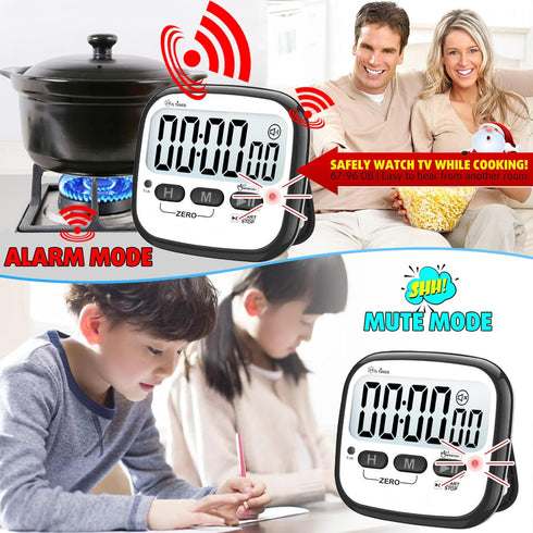 Digital Kitchen Timer for Cooking, Countdown Timer for Kids, Classroom, Egg Timer, Stopwatch - Pack of 2