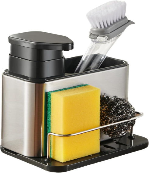 Sink,3-in-1 LIBODOUR Soap Dispenser for Kitchen & Bathroom Sponge Holder for Kitchen, Organizer Dish Soap