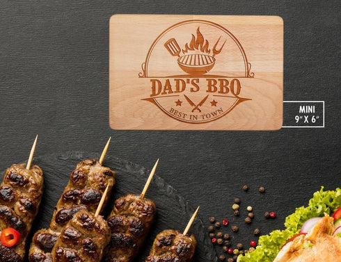 Dad Wooden Cutting Board - Father's Day Gifts for BBQ Masters - Unique Gifts for Men (Beech Wood Mini 9” X 6”)
