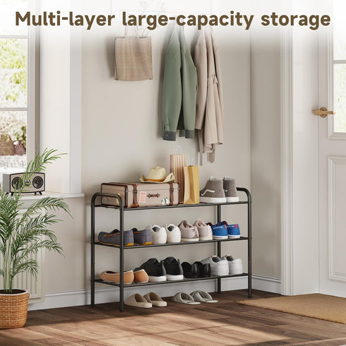 Vellzeyce Closet,Wide 3 Shoe Rack,Long Shoe Organizer for Shoe Storage for Entryway, Tier Sturdy Metal Free Standing