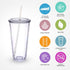 32 oz, 4 Pack Zukro Clear Acrylic Tumbler with Straw and Lid Double Walled Insulated Reusable Plastic Iced Coffee Cup