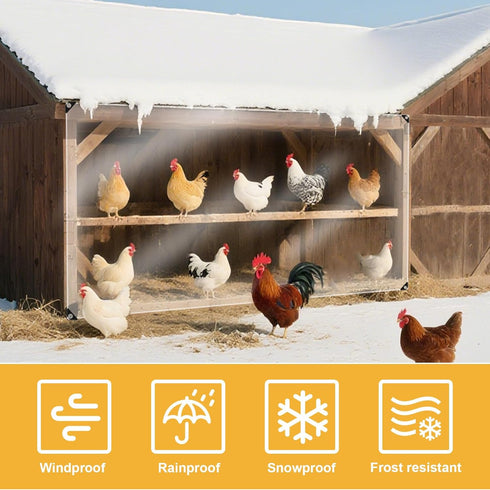 PJT 16Mil Winter,6x10ft Chicken Coop Covers for Thicken Clear Winterizing Insulation Vinyl Tarp for Chicken