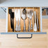 2 Pack Lyellfe K Cup Holder for Drawers, Bamboo Tea Bag Organizer with Adjustable Dividers, Silverware Utensil Flatware